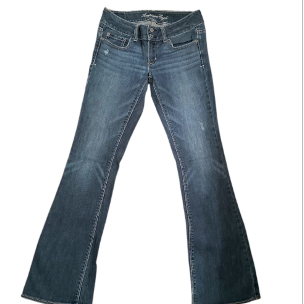 Low Rise Medium Wash Blue Artist Stretch Flare Jeans XS